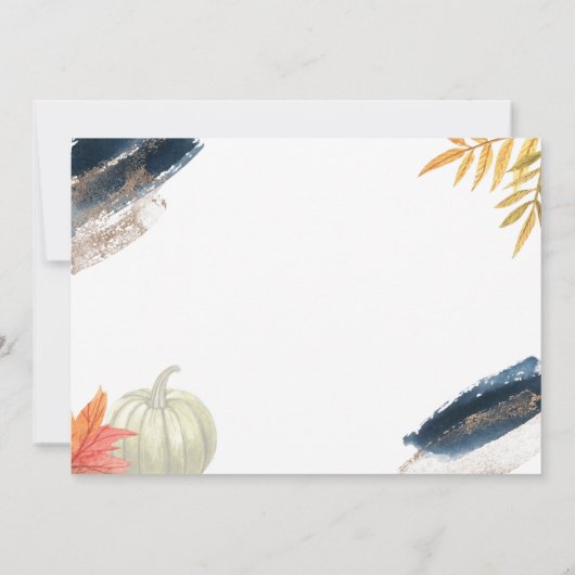 カボチャ金ゴールド秋男の子のシャワー 招待状 (裏面)