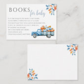 カボチャ青い男の子のベビーシャワー用の本 エンクロージャーカード (正面/裏面)