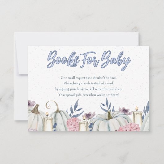 カボチャ青の少年の赤ちゃんシャワー本ベビーカード 招待状 (正面)