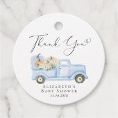 カボチャ青トラック赤ちゃんシャワーありがとう フェイバータグ (正面)