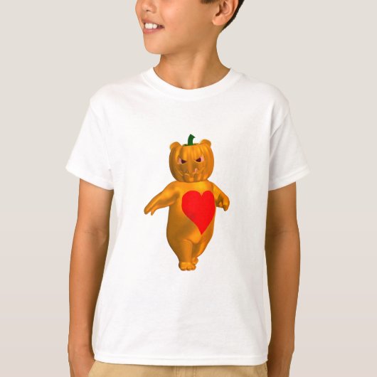 カボチャ頭のかわいい小さなクマ Tシャツ (正面)