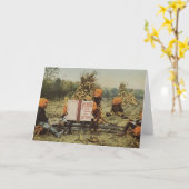 カボチャ頭の子供 カード (黄色い花)