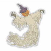 カボチャ頭の幽霊 ハロウィンアート シール (正面)