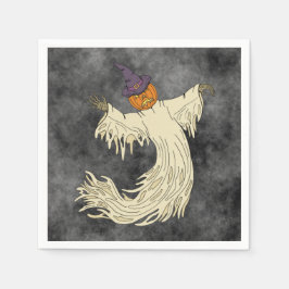 カボチャ頭の幽霊 ハロウィンアート スタンダードカクテルナプキン