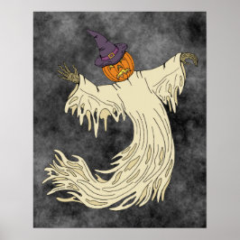 カボチャ頭の幽霊 ハロウィーンアート ポスター