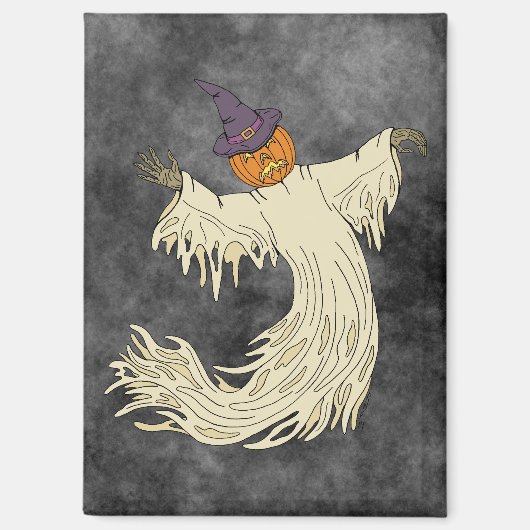 カボチャ頭の幽霊 ハロウィーンアート マグネット (正面)