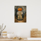 カボチャ頭の神秘的な女不気味の子 ポスター (キッチン)