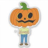 カボチャ頭チビ（小さくかわいく書いた感じ）少年 シール (正面)