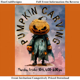 カボチャ頭不気味かかし彫刻パーティーBl C6 招待状
