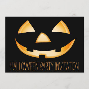 カボチャ顔のハローウィンパーティの招待状カード 招待状