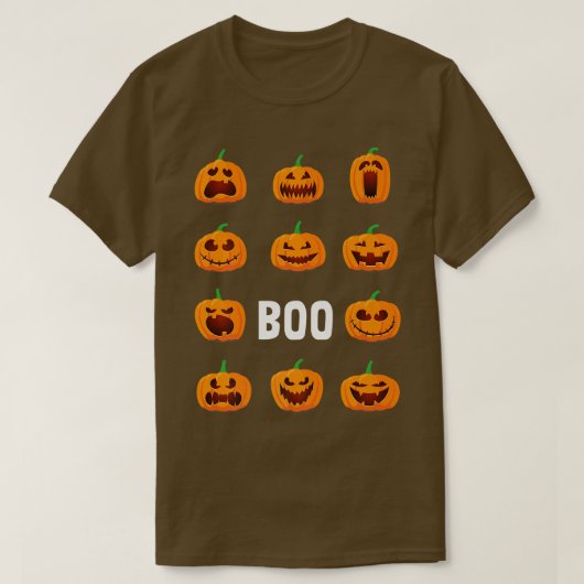カボチャ顔ブー怠惰ハロウィーンのコスチュームかわいいジャック Tシャツ (デザイン正面)