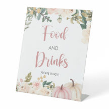 カボチャ食品とドリンク赤ちゃんシャワー台座看板