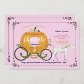 カボチャ馬車馬の秋ガールズ誕生パーティー 招待状 (正面/裏面)