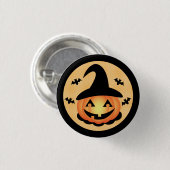 カボチャ魔女ボタン 缶バッジ (正面&裏面)