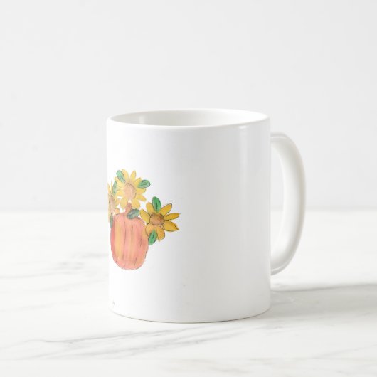 カボチャ黄色ひまわり コーヒーマグカップ (正面右)