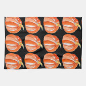 カボチャ黒とオレンジハロウィーンテーマ キッチンタオル (横)