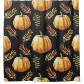 カボチャ黒の背景水の色パターン シャワーカーテン (正面)