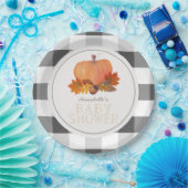 カボチャ黒バッファローが赤ちゃんシャワーをチェック ペーパープレート (パーティー)