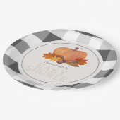 カボチャ黒バッファローが赤ちゃんシャワーをチェック ペーパープレート (アングル)