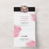 カボチャ黒ピンクフローラトラック赤ちゃんシャワーゲーム オールインワン招待状 (内側)