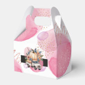 カボチャ黒ピンクフローラトラック赤ちゃんシャワー フェイバーボックス (正面サイド)