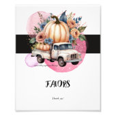 カボチャ黒ピンクフローラトラック赤ちゃんシャワー フォトプリント            (正面)