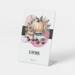 カボチャ黒ピンクフローラトラック赤ちゃんシャワー 台座サイン