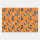 カボチャ黒猫の魔女ブリューデザインハロウィン ラッピングペーパーシート (正面2)