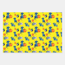 カボチャ黒猫の魔女ブリューデザインハロウィン ラッピングペーパーシート