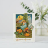 カボチャ黒猫の魔法使いのピエロのフクロウのカエルのこうもり ポストカード (スタンド正面)