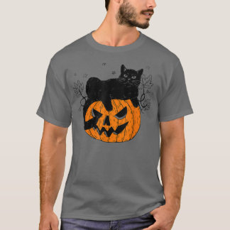 カボチャ黒猫ハロウィーン衣装ホラー魔女Fa Tシャツ