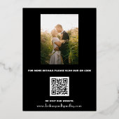 カボチャ黒素朴写真QRコー結婚ド 箔招待状 (裏面)