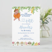 カボチャ1つのキノコの再生プレイド1歳の誕生日 招待状 (スタンド正面)