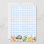 カボチャ1つのキノコの再生プレイド1歳の誕生日 招待状 (裏面)