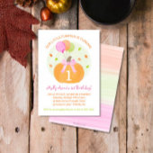 カボチャ1秋第1誕生日ガールパーティー 招待状