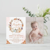 カボチャ1stバースデーオレンジフローラパーティー 招待状 (スタンド正面)