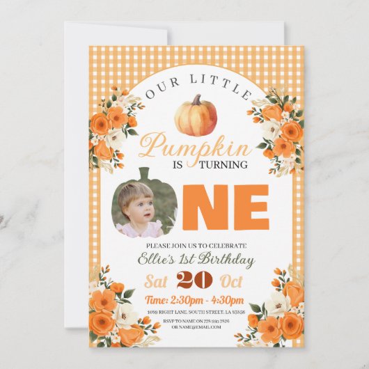 カボチャ1stバースデーリトルカボチャ秋秋 招待状 (正面)