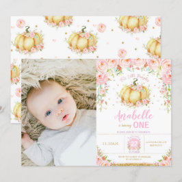 カボチャ1st誕生日リトルカボチャパーティー写真 招待状