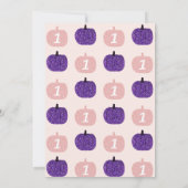 カボチャ1st誕生日招待状ガールピンクパープル 招待状 (裏面)