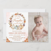 カボチャ2ndバースデーオレンジフローラパーティー 招待状 (正面)