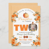 カボチャ2ndバースデーリトルカボチャ秋秋 招待状 (正面/裏面)