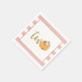 カボチャ2nd誕生日ナプキン – ピンクストライプ色 スタンダードカクテルナプキン (角)