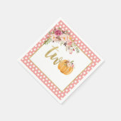 カボチャ2nd誕生日ナプキン – フローラピンクドット スタンダードカクテルナプキン (角)