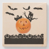 カボチャ、こうもりと幽霊ストーンコースター ストーンコースター (正面)