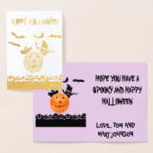 カボチャ、こうもりと幽霊 箔カード (ディスプレー)