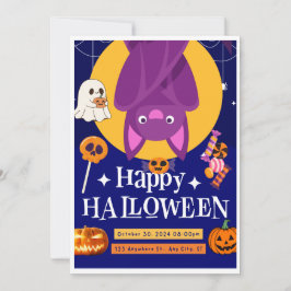 カボチャ&こうもりハロウィンバッシュ – カスタム招待状 招待状