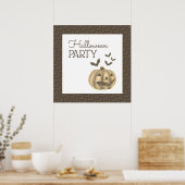 カボチャ&こうもり，ハロウィンウェルカム ポスター (キッチン)