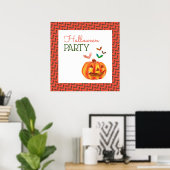 カボチャ&こうもり，ハロウィンウェルカム ポスター (ホームオフィス)