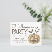 カボチャ&こうもり,ハローウィンパーティ招待状 案内ポストカード (スタンド正面)
