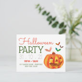 カボチャ&こうもり,ハローウィンパーティ招待状 案内ポストカード (スタンド正面)
